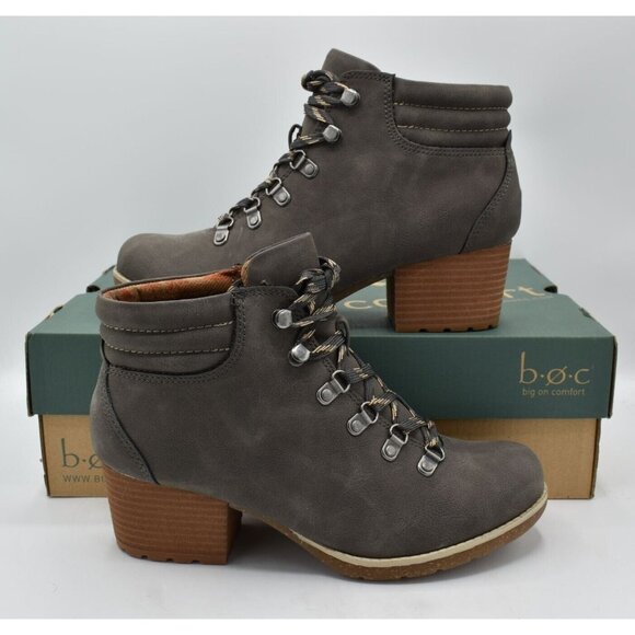 B.O.C By Born Womens Size 9 Alder Light Grey Nubuck PU Heeled Booties Boots - Picture 3 of 12
